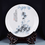 Jingdezhen Chinese Porcelain Art Plate with Carved Dragon Stand – 25 cm Handcrafted New Chinese Tabletop Decor
