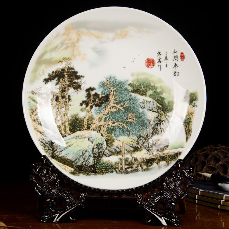 Handcrafted Chinese ceramic decorative plate for New Chinese interior