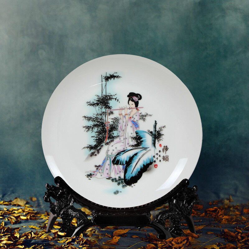 Jingdezhen style hand-finished porcelain art plate