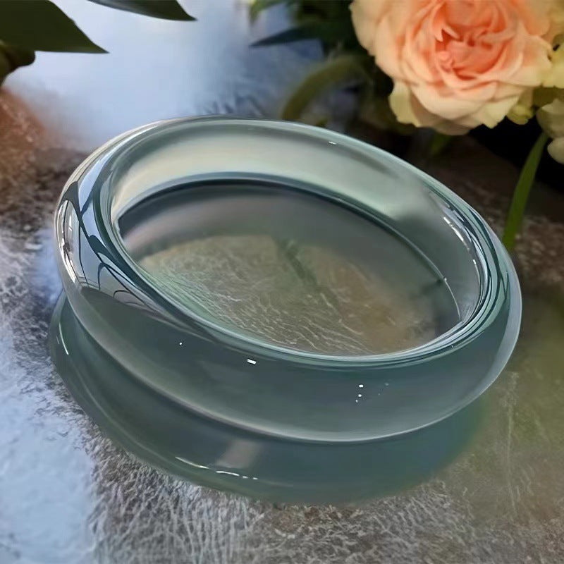 Icy blue chalcedony bangle polished surface