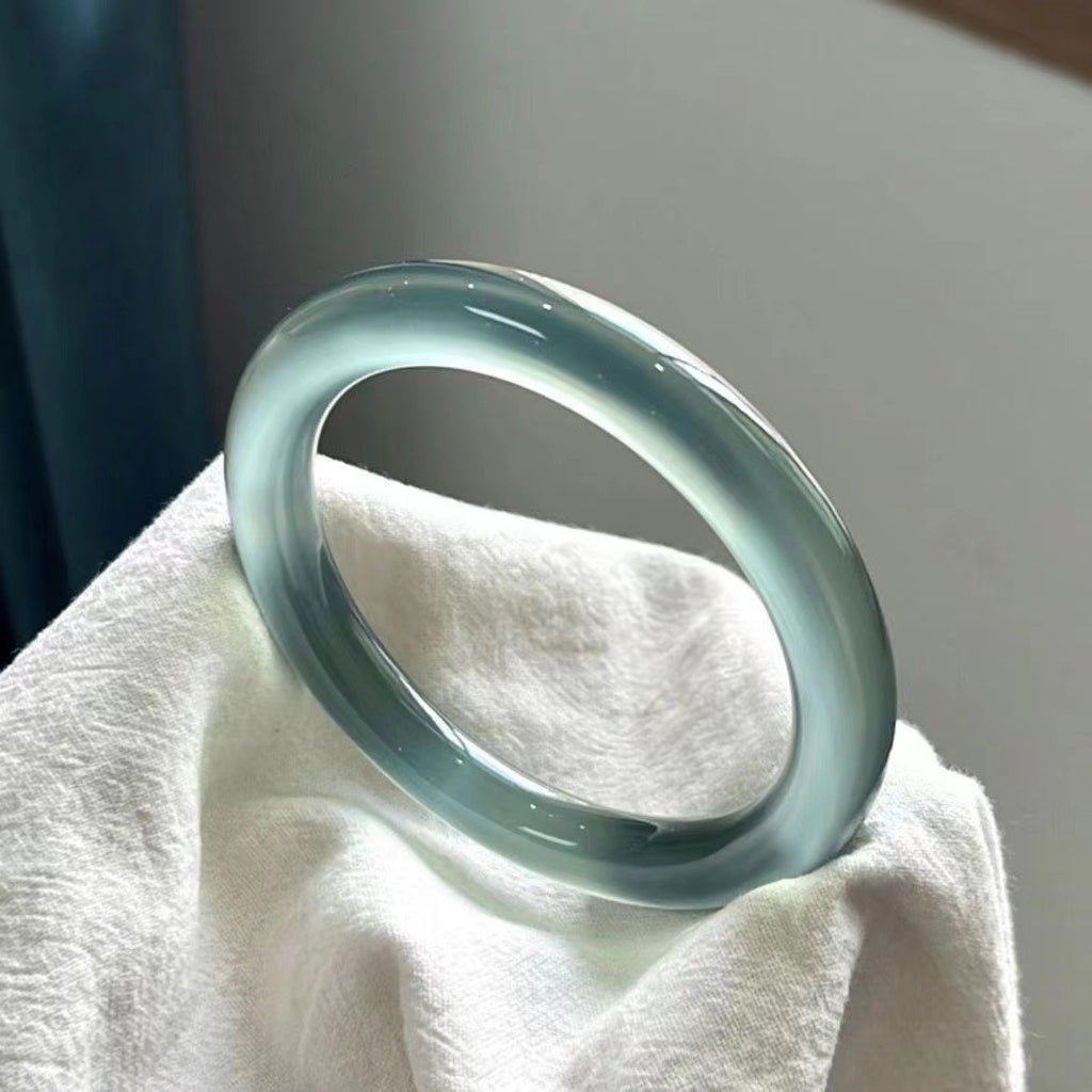 Natural blue-green chalcedony round bangle