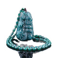 Certified natural Grade A blue water jadeite dragon pendant with matching jade bead cord