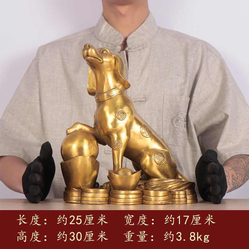 30 cm large lucky dog with ingots Chinese wealth and prosperity decor