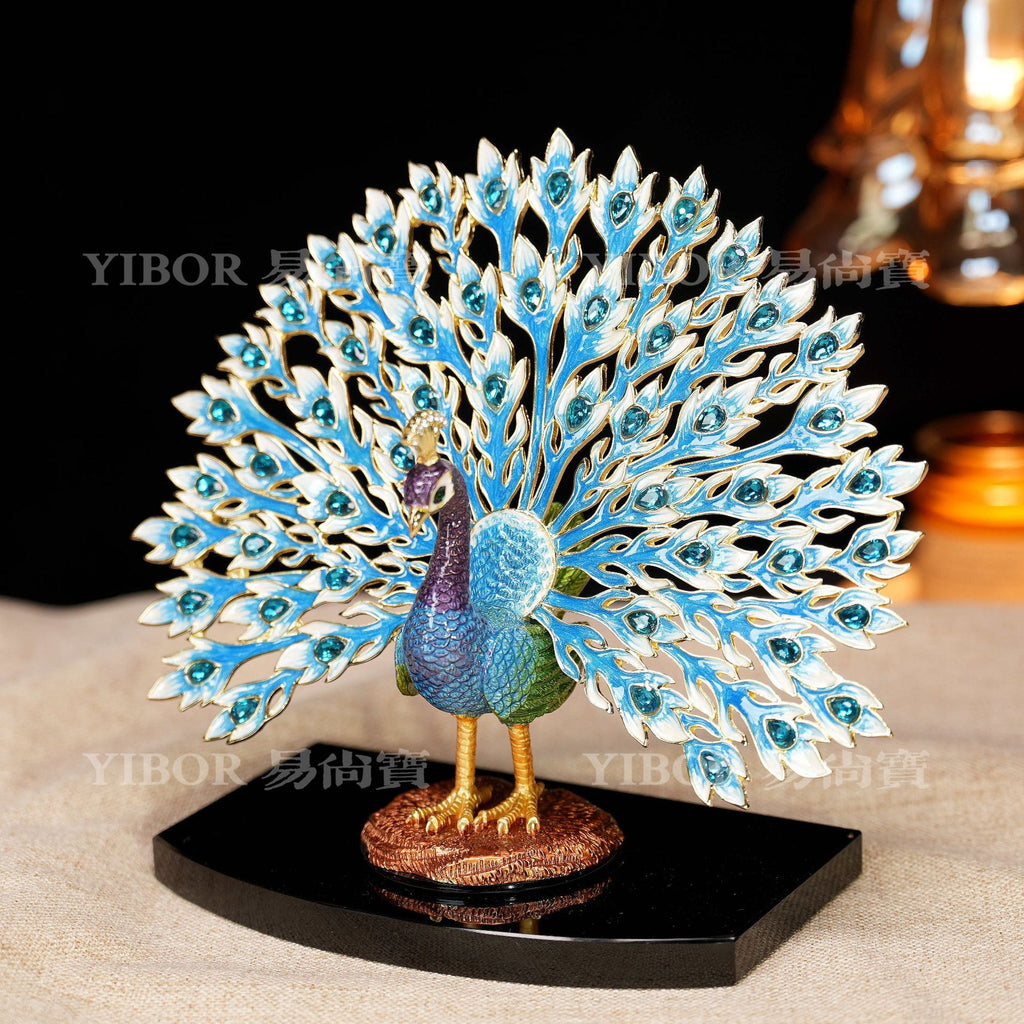 New Chinese peacock sculpture with crystal style detailing