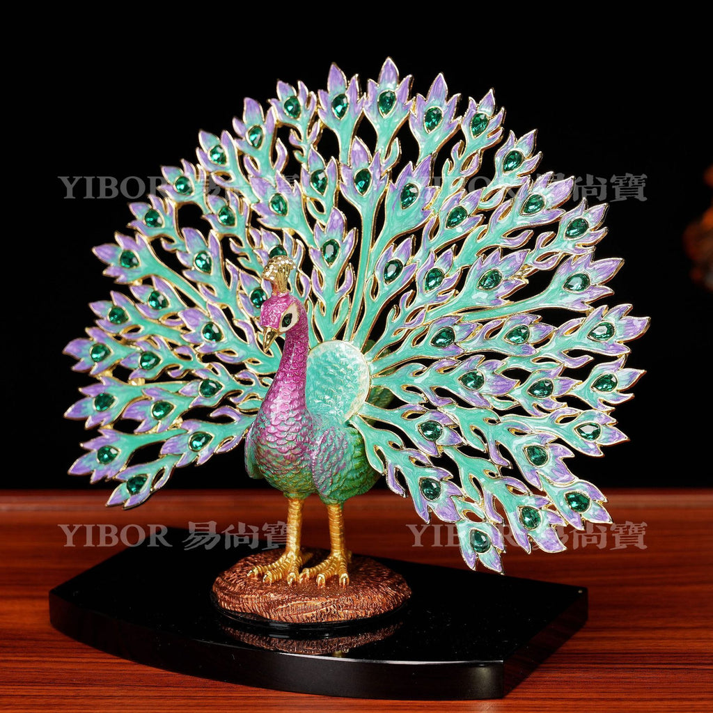 Peacock ornament in jewel tones for refined Asian inspired interior