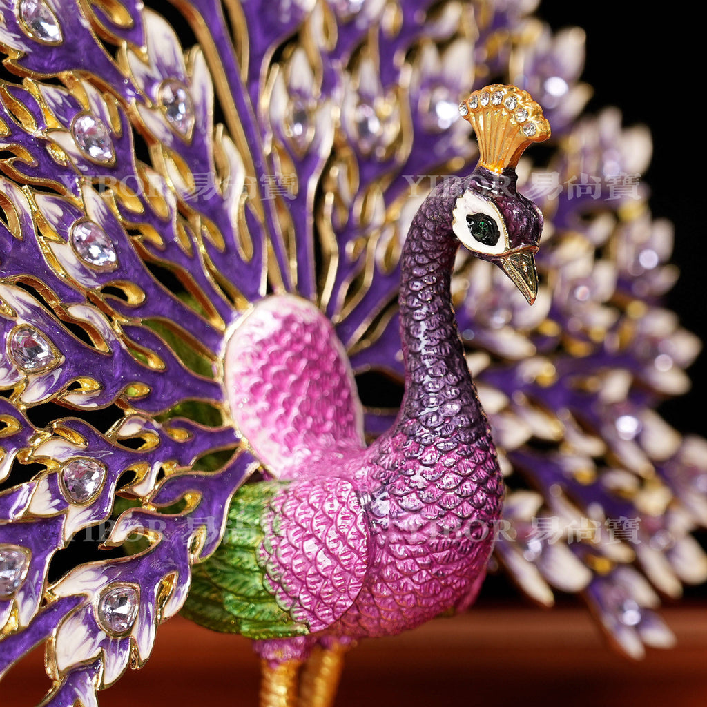 Large decorative peacock collectible for luxury gift and home display