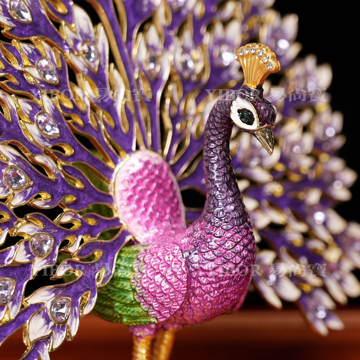 Large decorative peacock collectible for luxury gift and home display