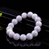 Certified Natural Grade A Lavender Jadeite Bead Bracelet – 14 mm Soft Lilac Round Jade Bracelet