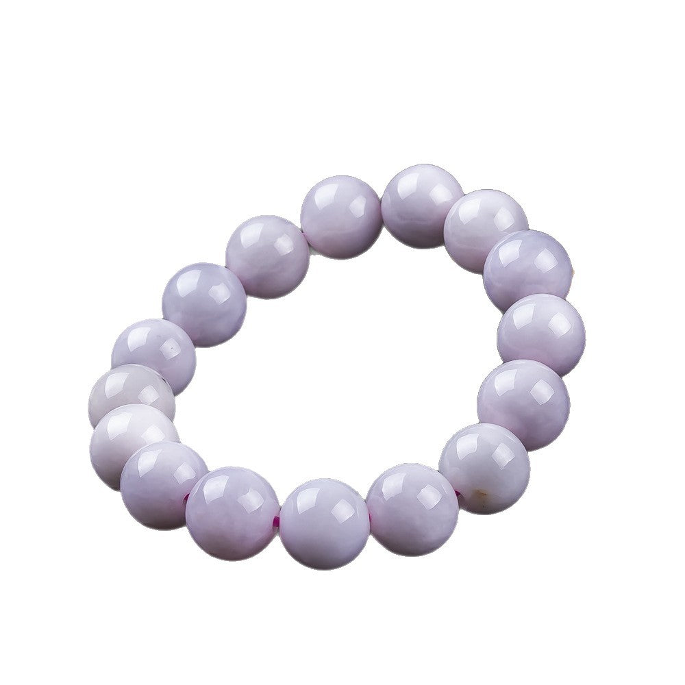 Natural Grade A pale purple jadeite bead bracelet close-up