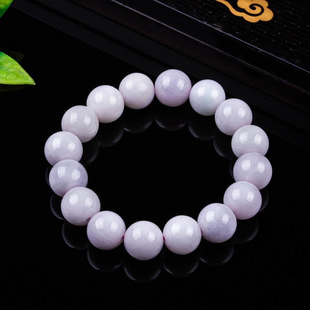 Natural pale violet jadeite large bead bracelet product detail