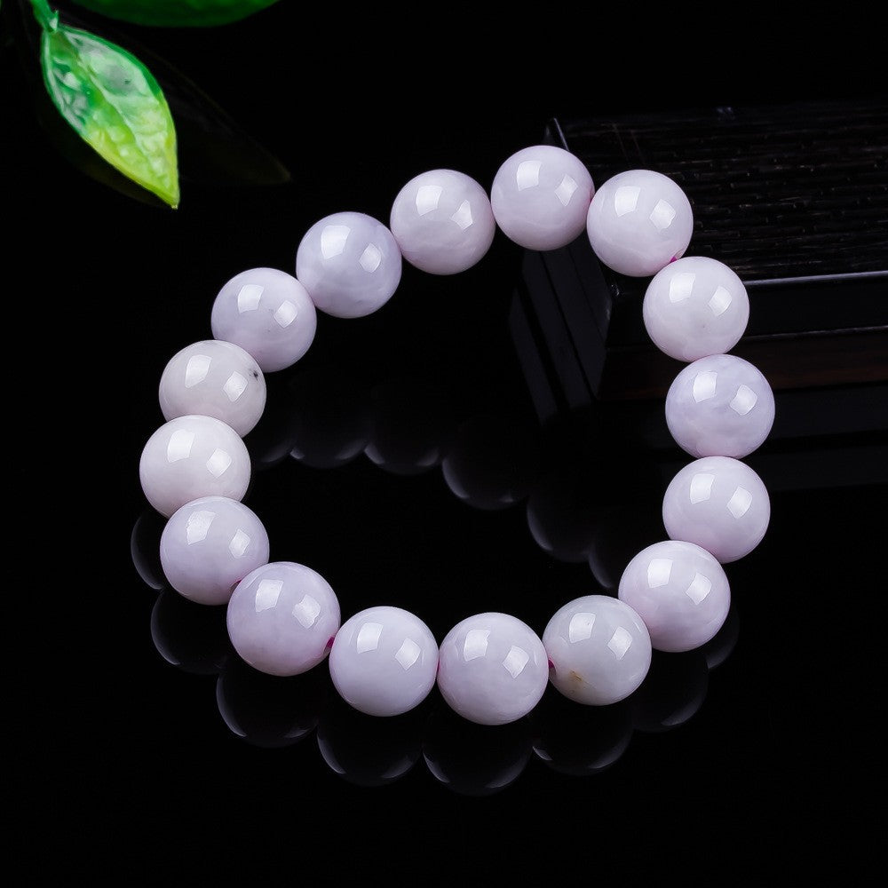 Grade A lavender jadeite 14 mm round bead bracelet product view
