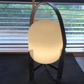 Arc Handle opal glass leather lantern table lamp 1