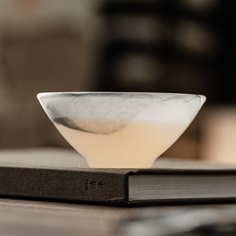 Liuli glass tea cup collection - relief detail and tea styling