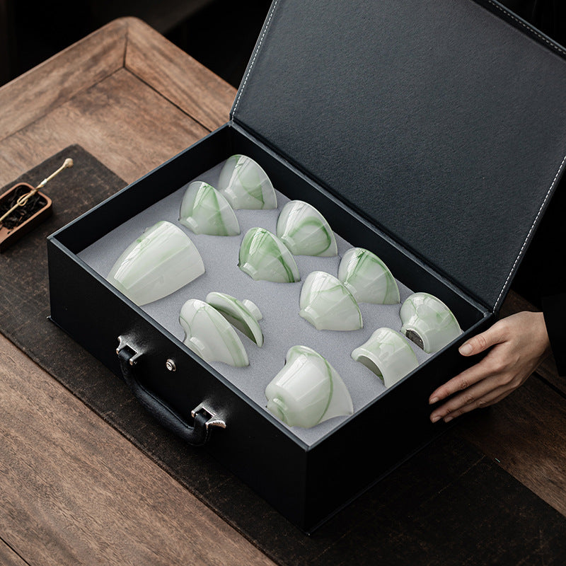 Douli Hat-Shaped cup Liuli glass Gongfu tea set - set detail