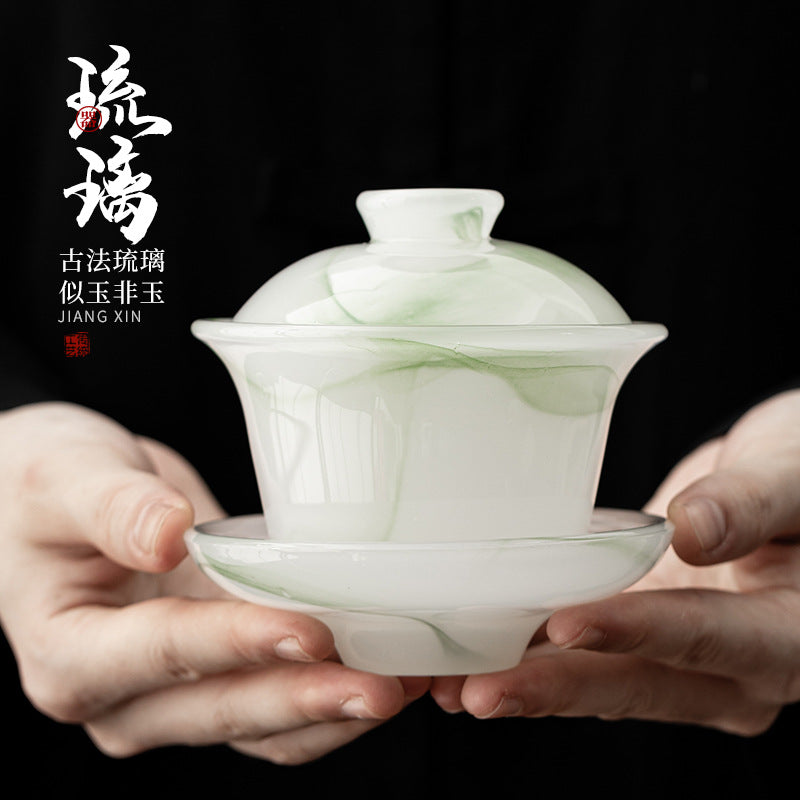 Pale green old-style liuli San Cai gaiwan 170ml
