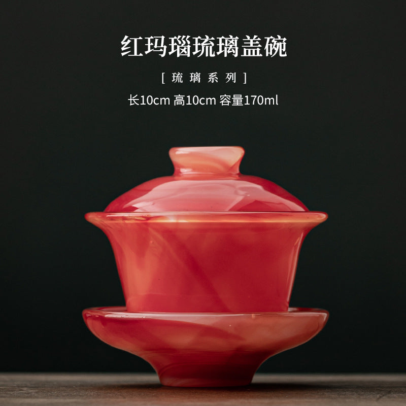 Red agate liuli San Cai gaiwan 170ml