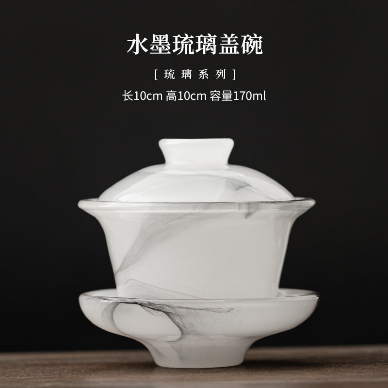 Ink wash liuli San Cai gaiwan 170ml front product view