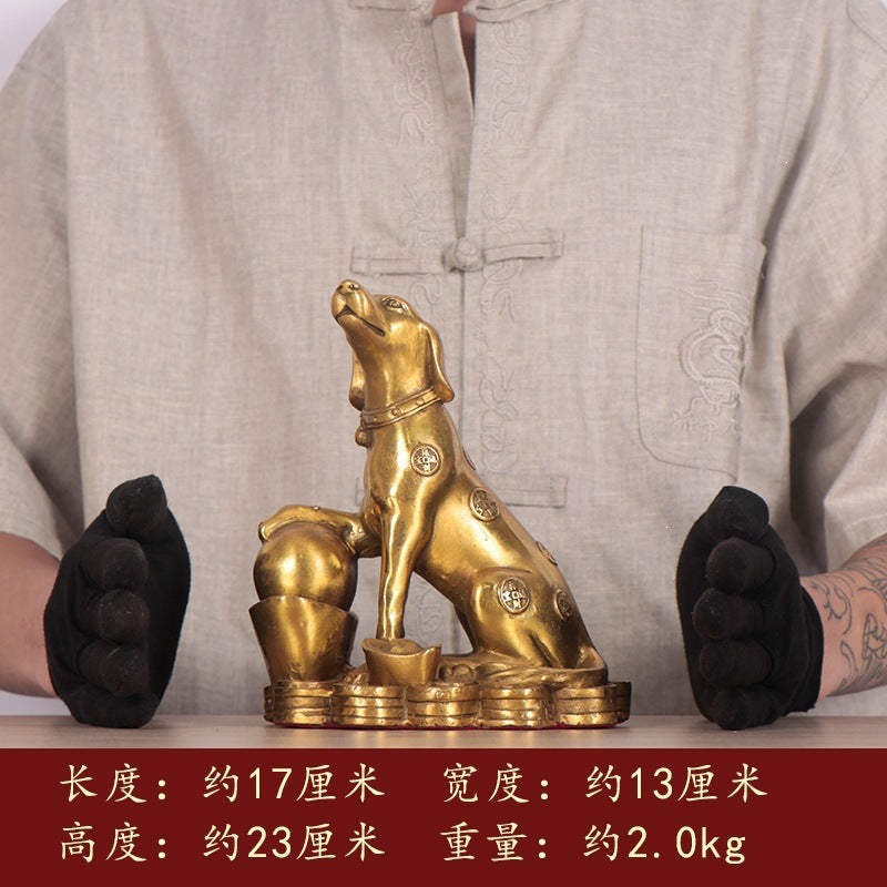 23 cm lucky dog with ingots and coins Chinese prosperity decor