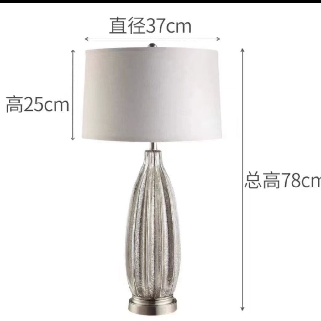Large ribbed mercury glass lamp dimensions 37 cm shade and 78 cm high