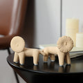 Modern sand-tone ceramic lion figurines for New Chinese shelf and console decor