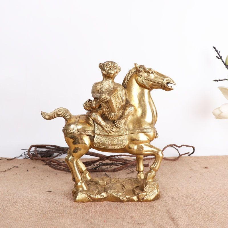 Monkey on horse Chinese auspicious career and promotion decor sculpture