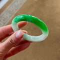 Certified natural Myanmar jadeite bangle apple green and icy white