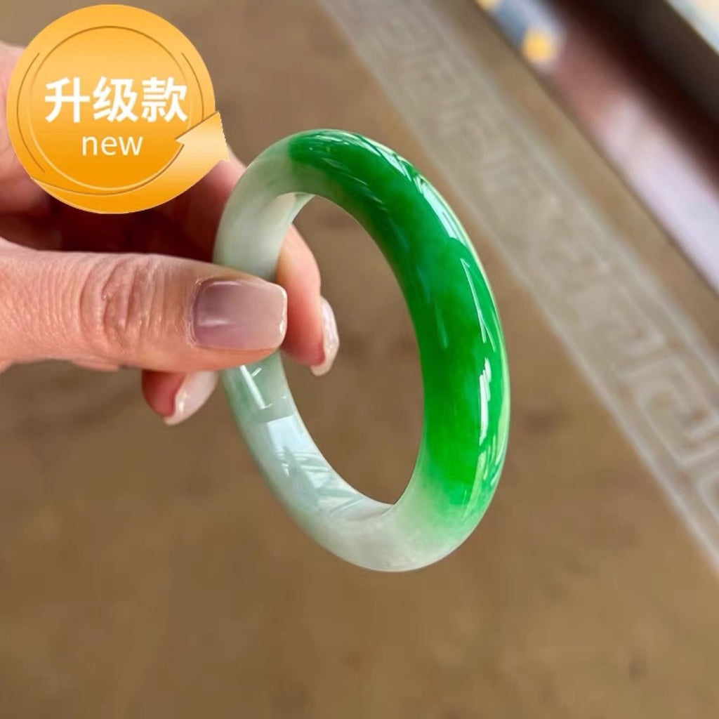 Certified natural jadeite bracelet polished green and white