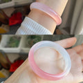 Natural jade and agate bangle collection pink white color variation
