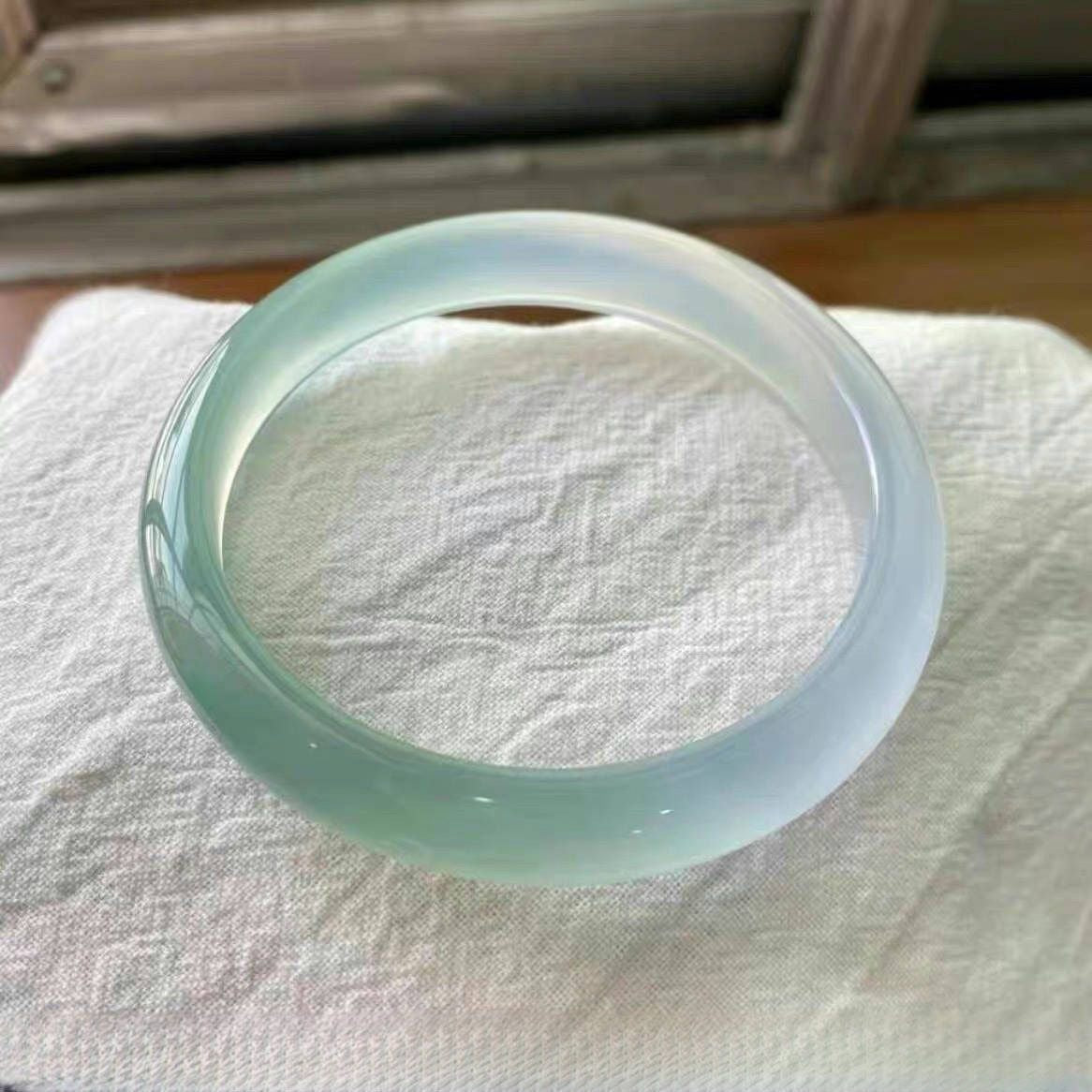 Natural jade bangle soft green color