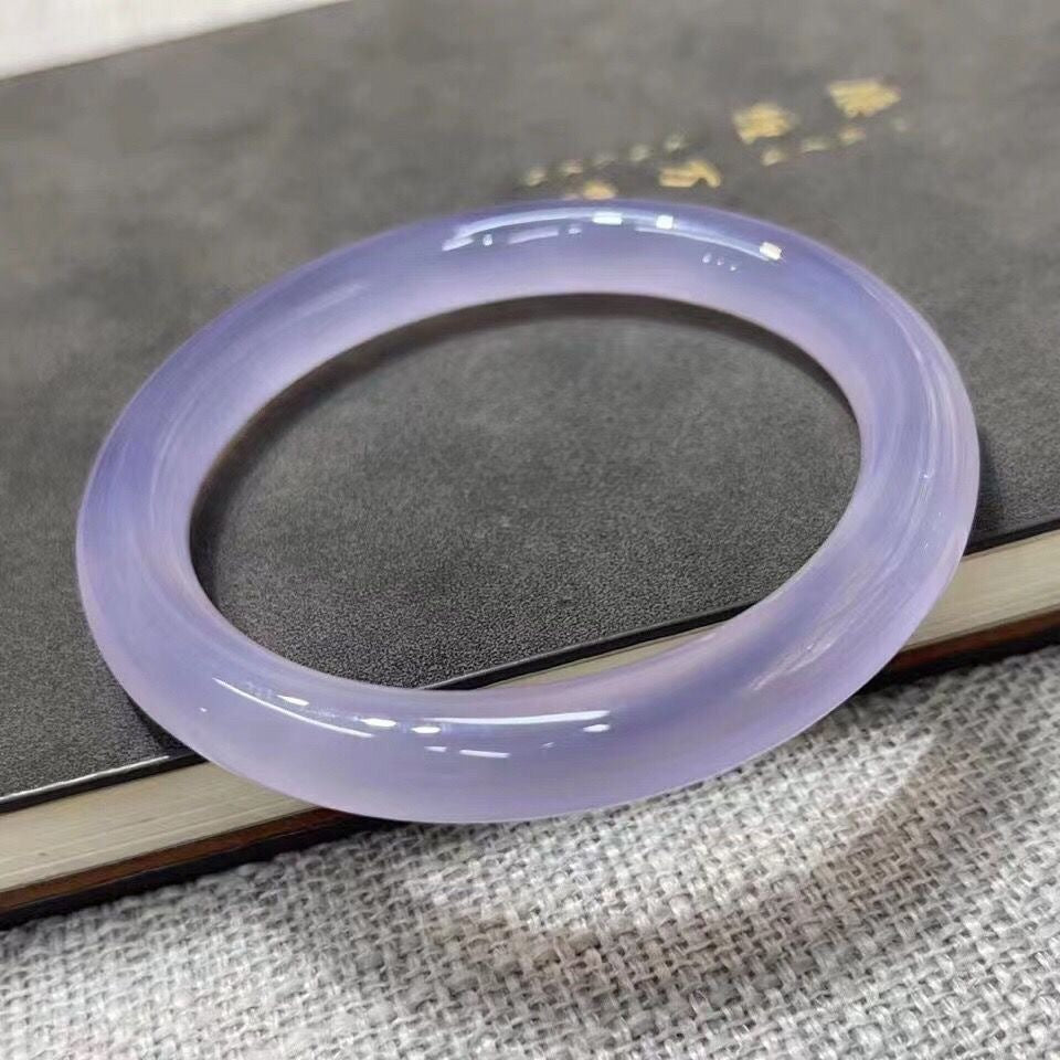 Lavender purple natural jade bangle round profile