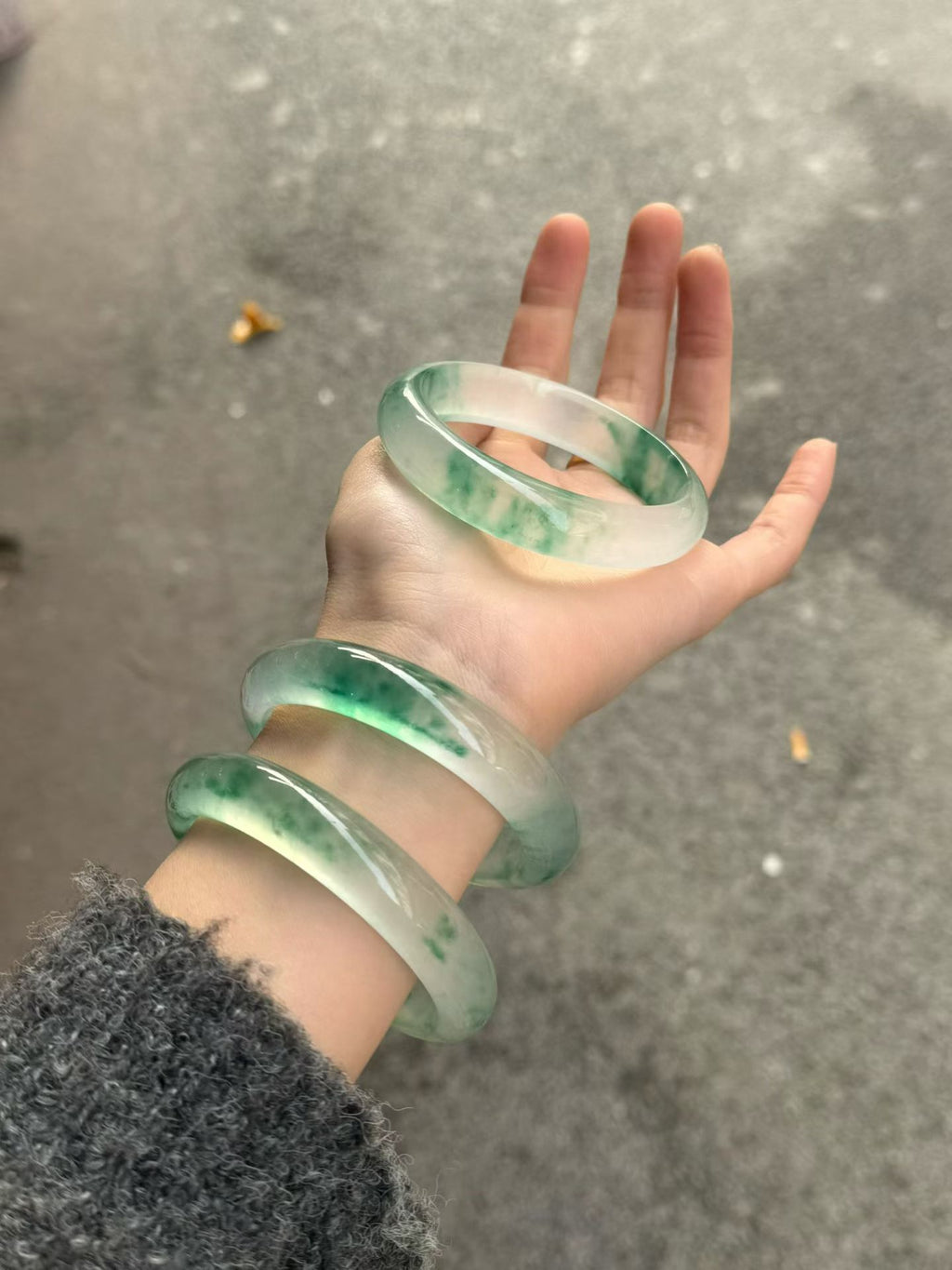 Natural jade bangle sky blue color option