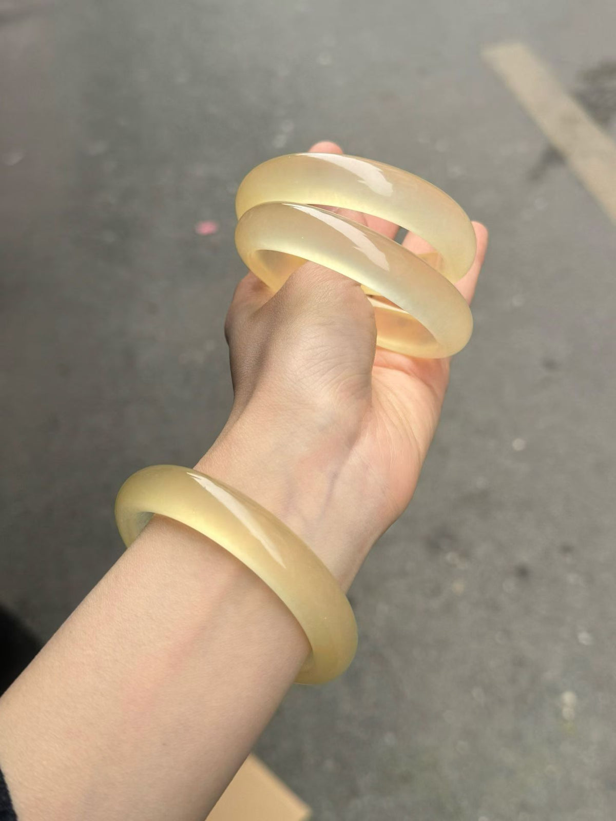 Natural jade bangle champagne gold tone