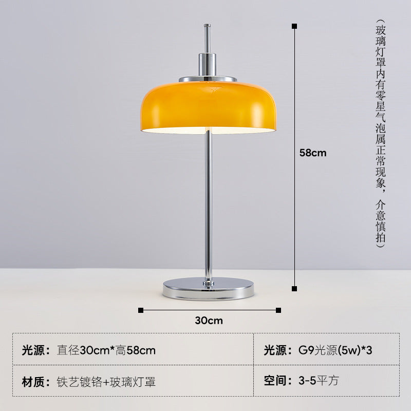 Orange glass dome table lamp dimensions 30cm wide by 58cm high
