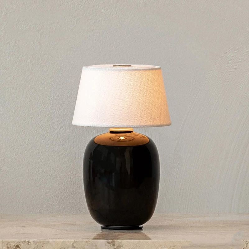 Atelier Ovo rechargeable ceramic fabric shade table lamp 2