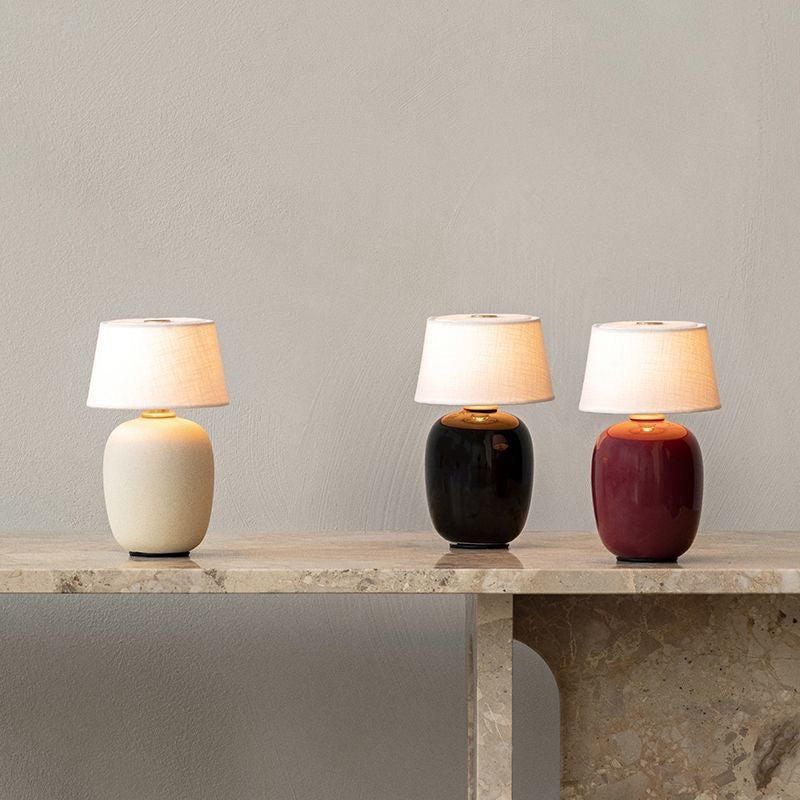 Atelier Ovo rechargeable ceramic fabric shade table lamp 3