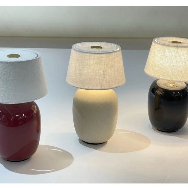 Atelier Ovo rechargeable ceramic fabric shade table lamp 6
