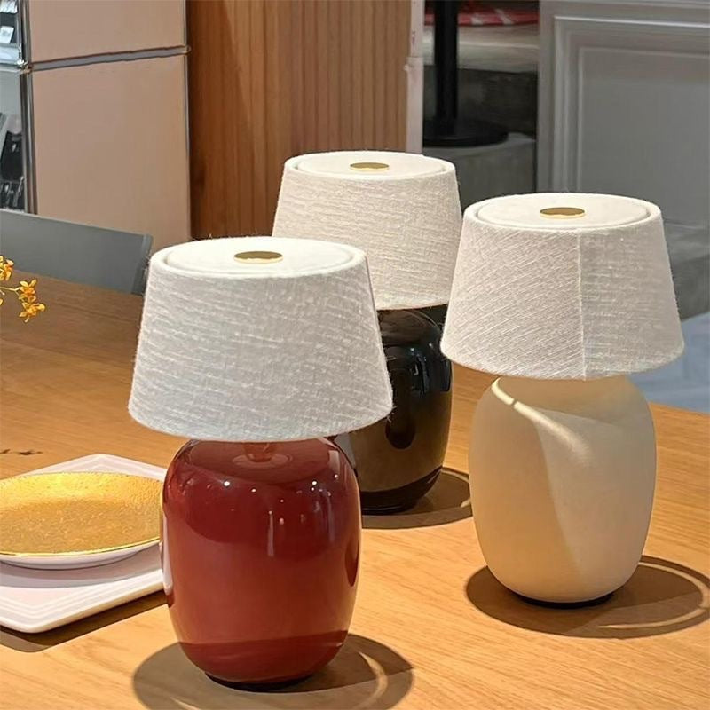 Atelier Ovo rechargeable ceramic fabric shade table lamp 7