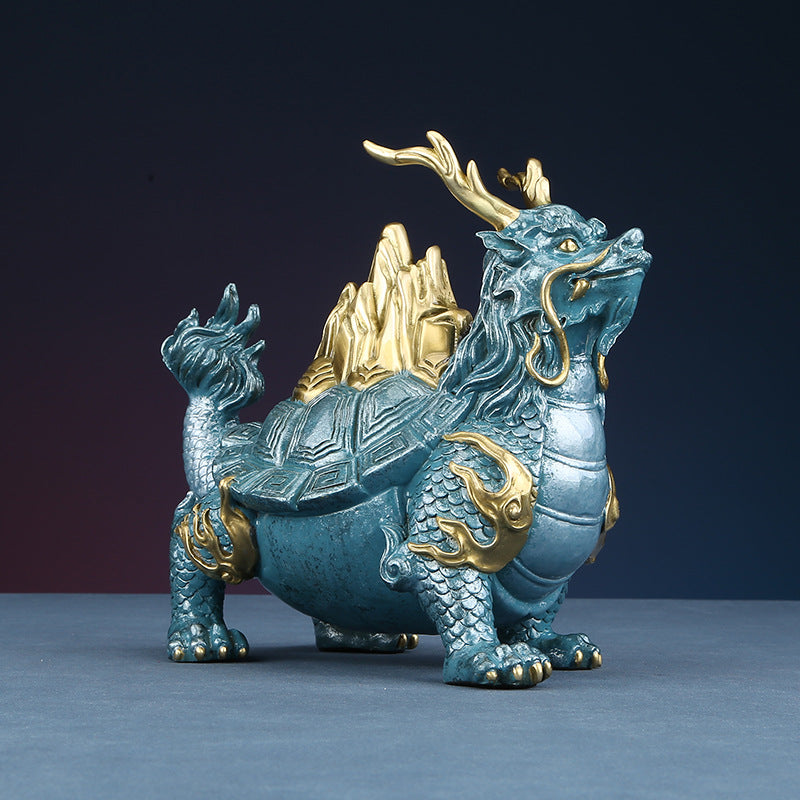 New Chinese Dragon Turtle auspicious sculpture detail