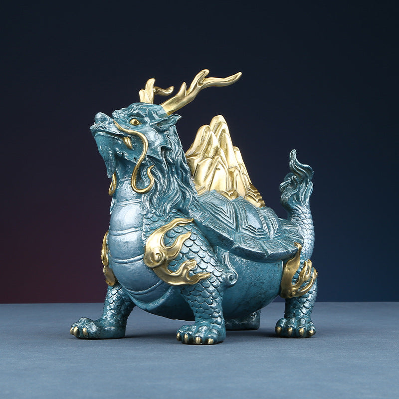 Premium brass Dragon Turtle home and office decor