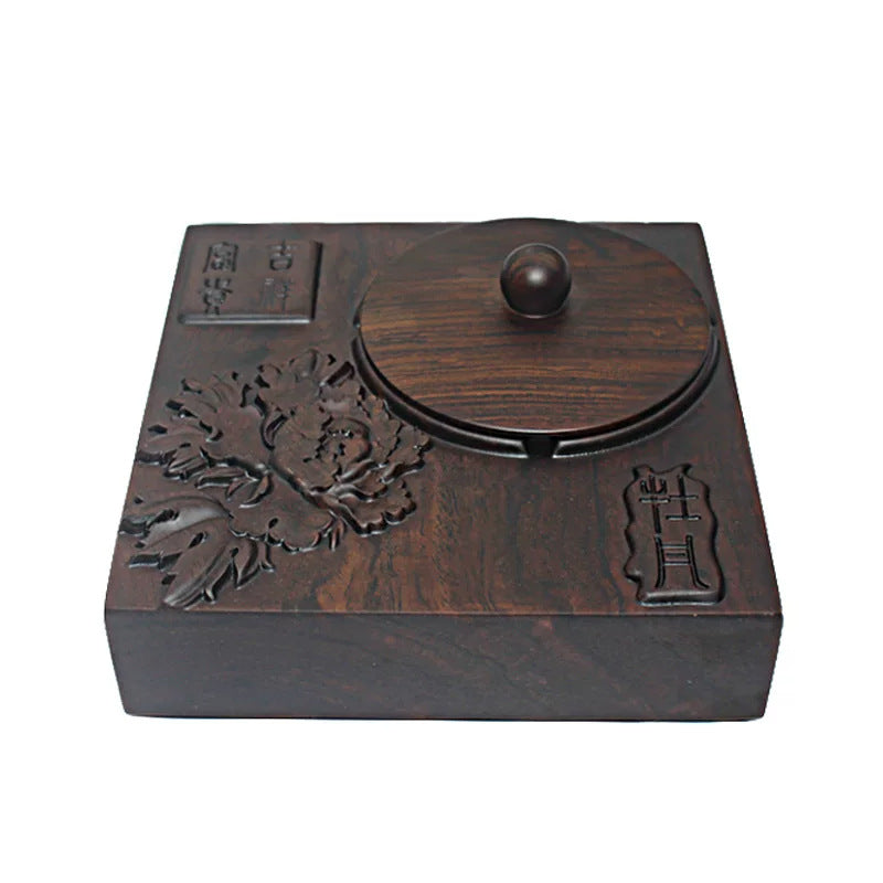 Decorative lidded ashtray for study and lounge
