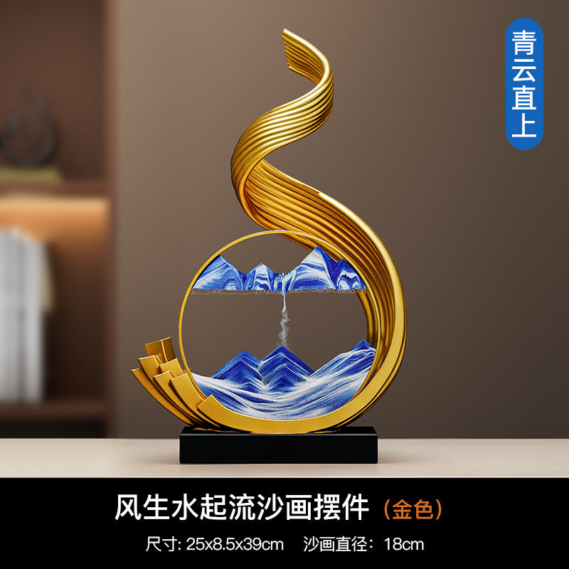 Gold mountain moving sand art feng shui desk ornament