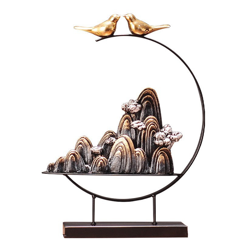 Mountain and swan New Chinese tabletop sculpture
