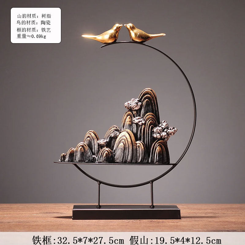 Elegant swan landscape ornament for office