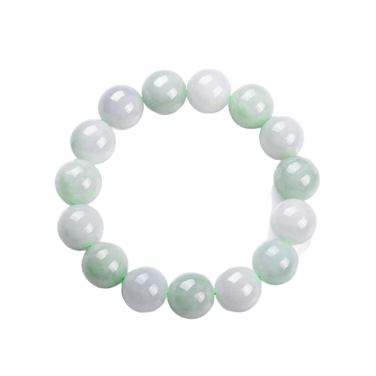 Natural Grade A jadeite bead bracelet polished surface close-up