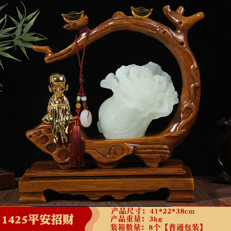 Peace and prosperity circular frame New Chinese sculpture 1