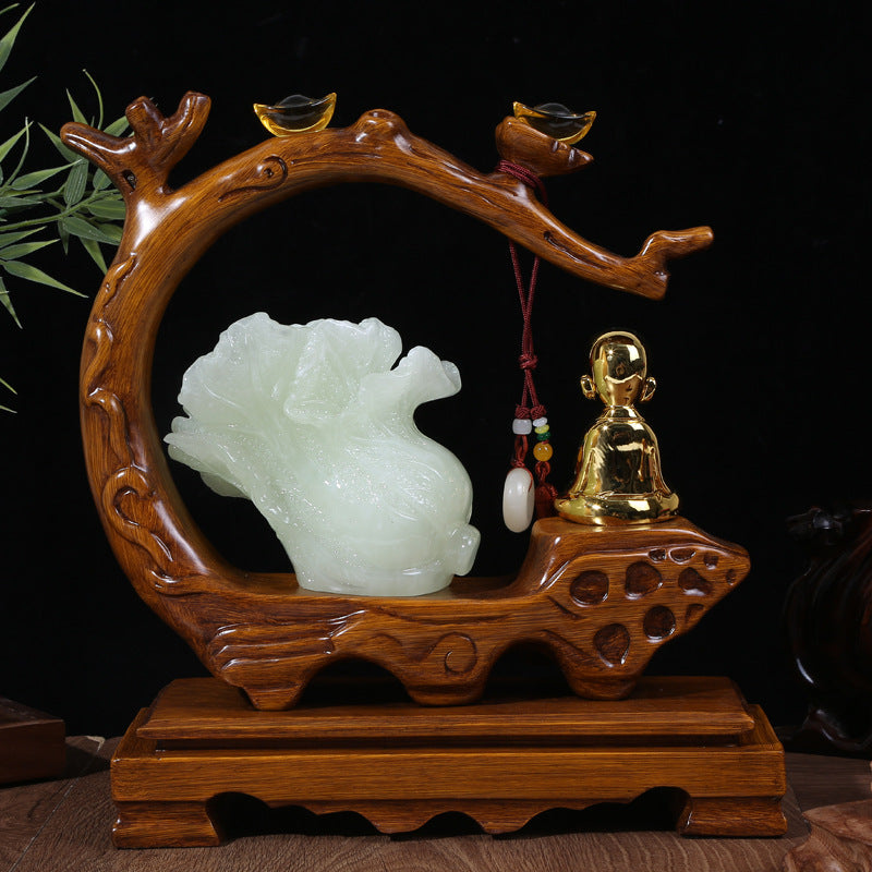 Peace and prosperity circular frame New Chinese sculpture 2