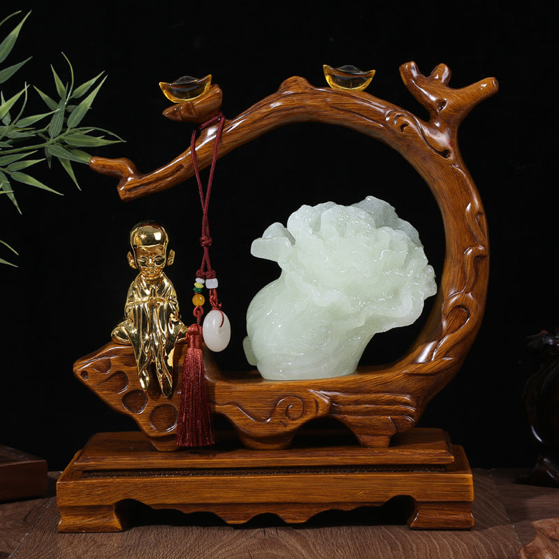 Peace and prosperity circular frame New Chinese sculpture 4