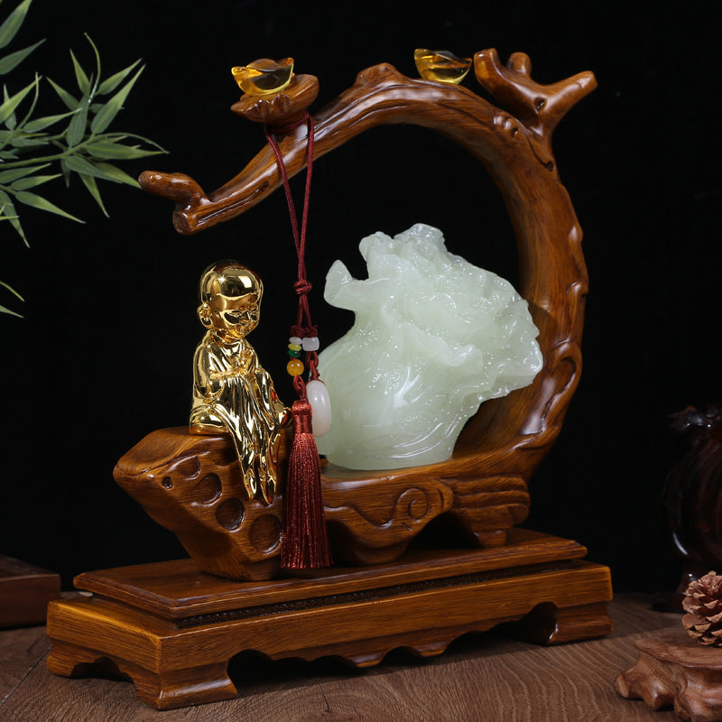 Peace and prosperity circular frame New Chinese sculpture 5