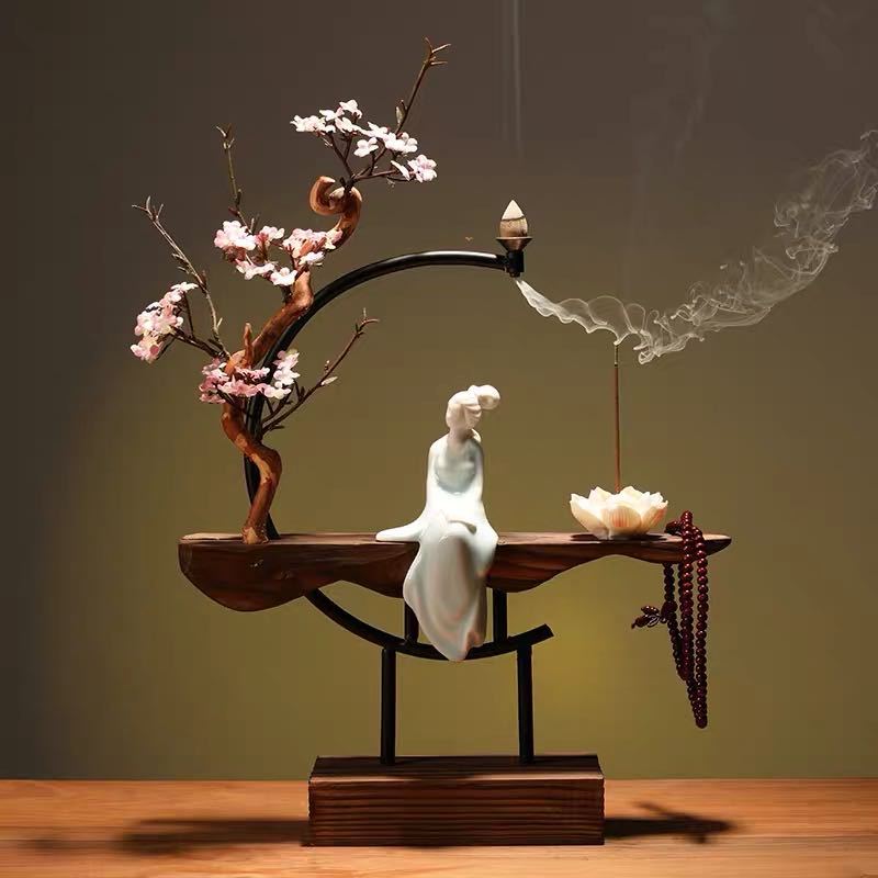 Moon shadow style peach blossom incense burner for tea room decor