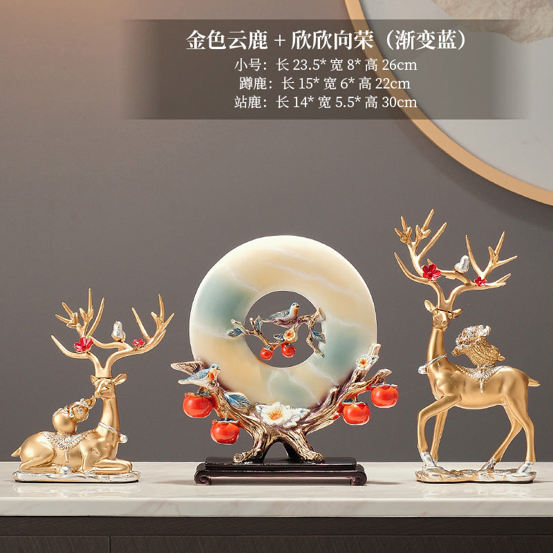 Hand-painted persimmon fruit sculpture with layered branch and floral details